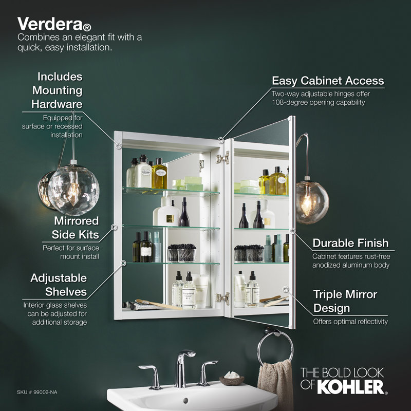 K99002NA Kohler Verdera® Recessed or Surface Mount Frameless Medicine